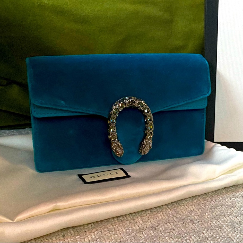 Gucci Velvet Super Mini Dionysus Teal